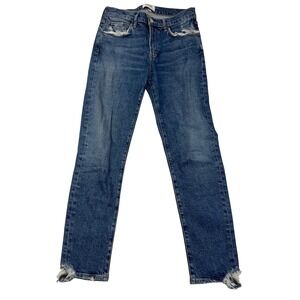 AGOLDE Denim Blue Distressed Hem Straight‎ Leg Jeans Women's Size 31